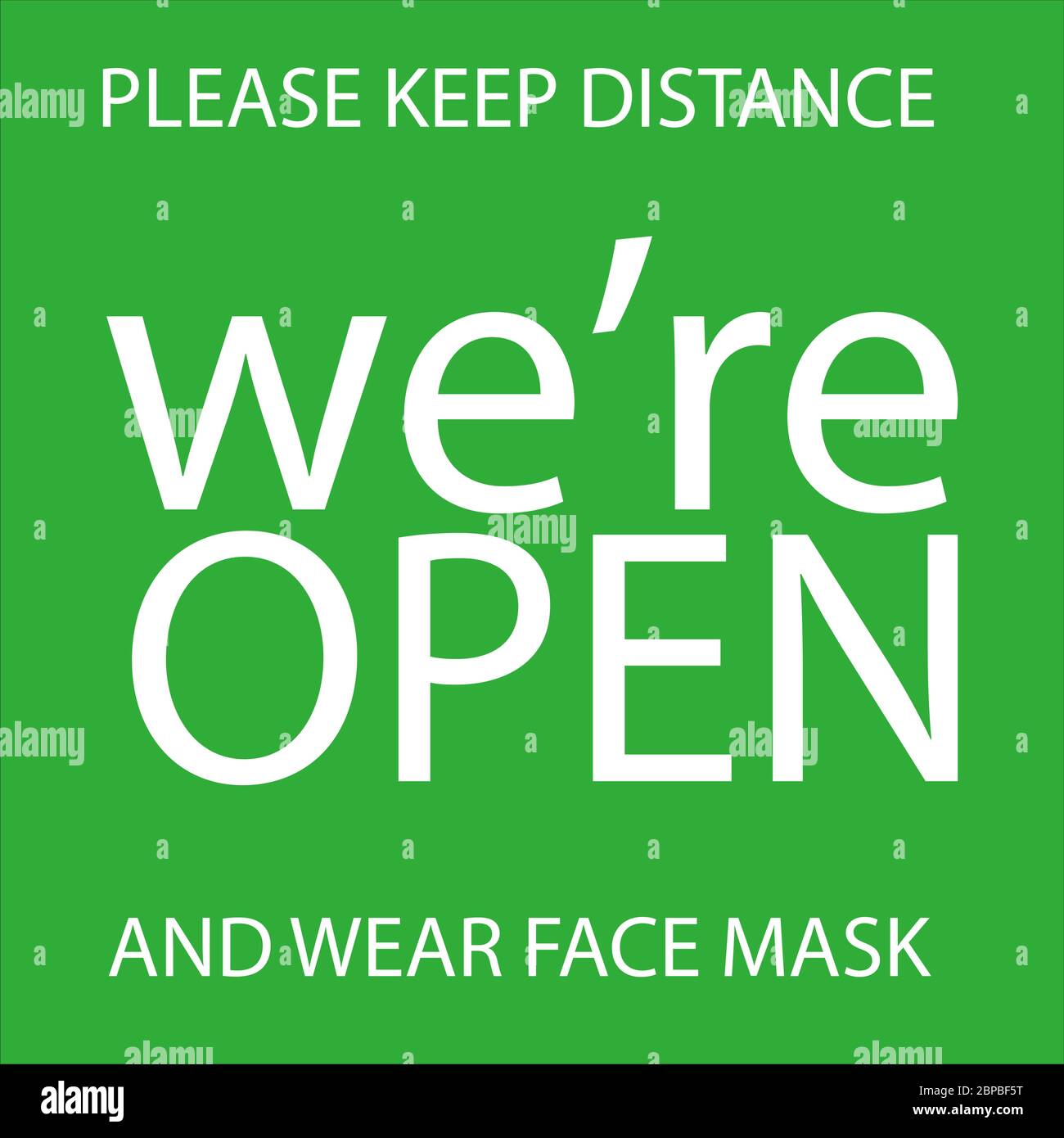 Nous sommes ouverts à nouveau après l'illustration vectorielle accueillant les clients après le confinement en cas de pandémie du coronavirus. De retour dans les affaires Illustration de Vecteur