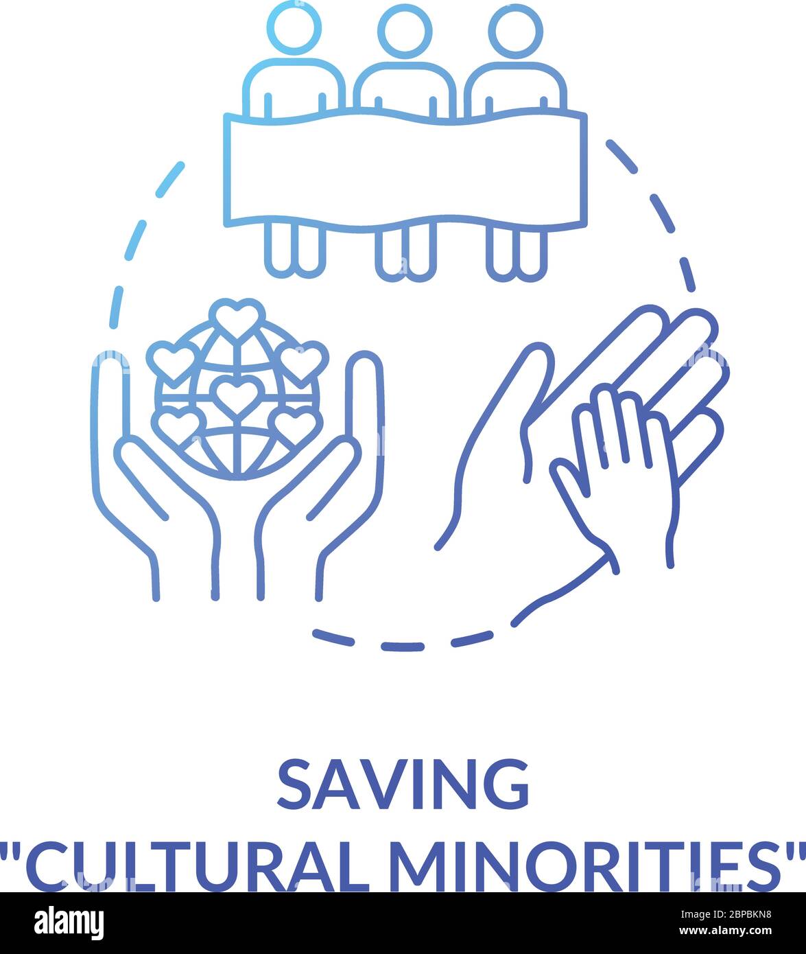 Sauver les minorités culturelles bleu concept icône Illustration de Vecteur