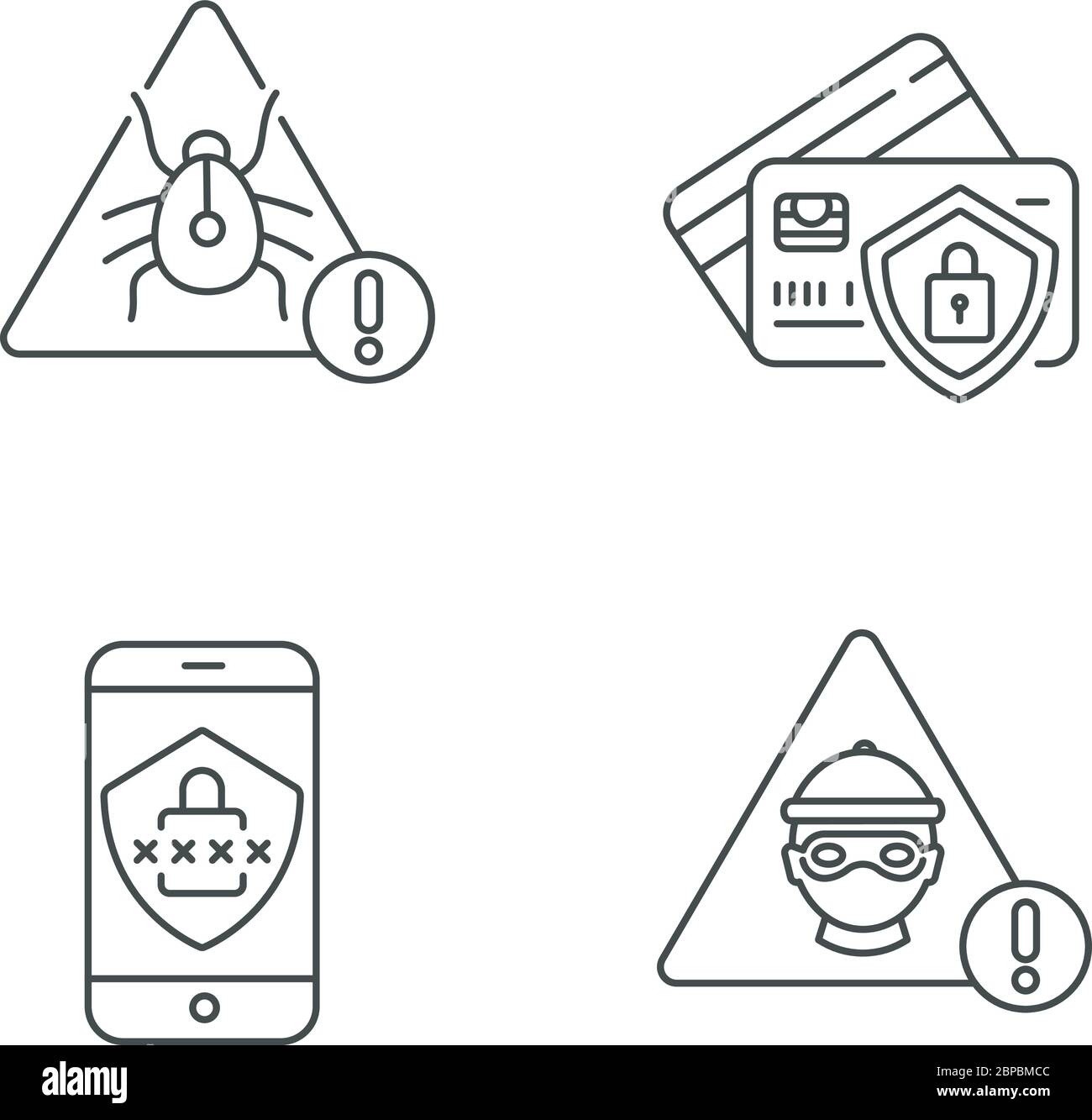 Ensemble d'icônes linéaires pixel Perfect de cybersécurité Illustration de Vecteur