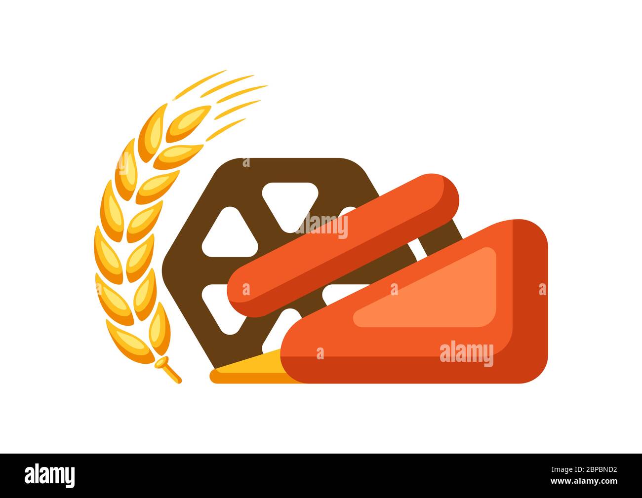 Illustration de la moissonneuse-batteuse avec une oreille de blé mûre. Illustration de Vecteur