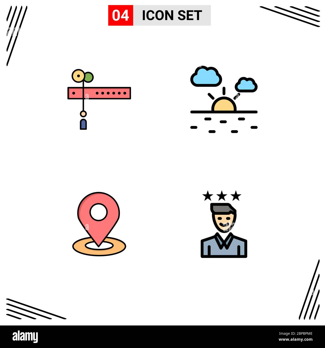 Symboles d'icône universels Groupe de 4 lignes modernes de ...