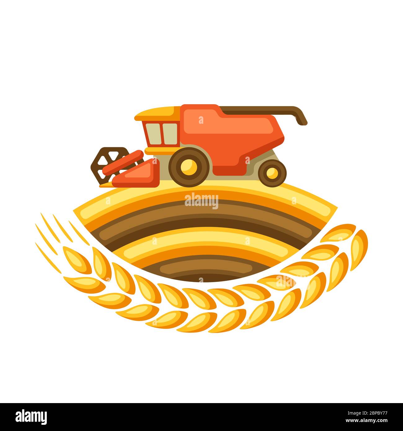 Illustration de la moissonneuse-batteuse avec une oreille de blé mûre. Illustration de Vecteur