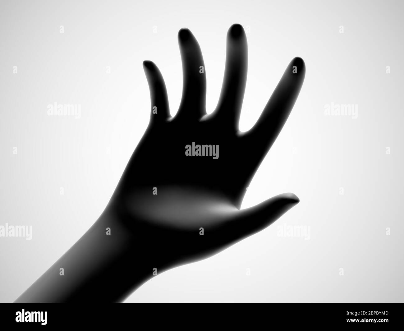 Paume ouverte 3D noire offrant quelque chose. Concept de charité, de soins et de soutien en ligne. Illustration de Vecteur