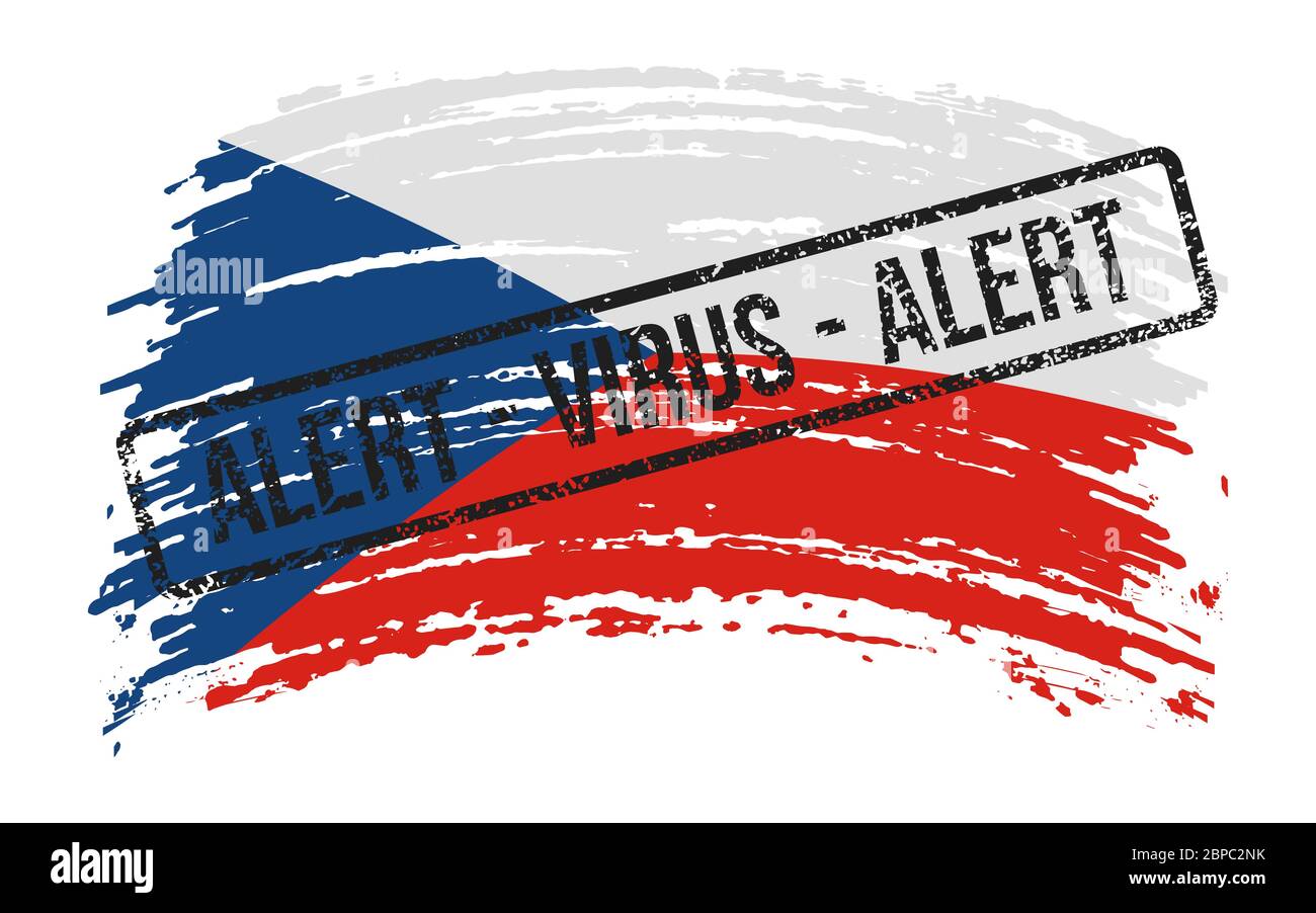République tchèque drapeau déchiré avec un timbre avec les mots alerte virus, image vectorielle Illustration de Vecteur