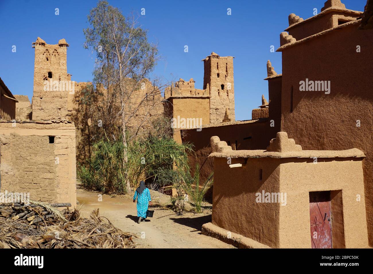 Ksar (village) n'Kob dans la vallée de Draa, au sud du Maroc Banque D'Images