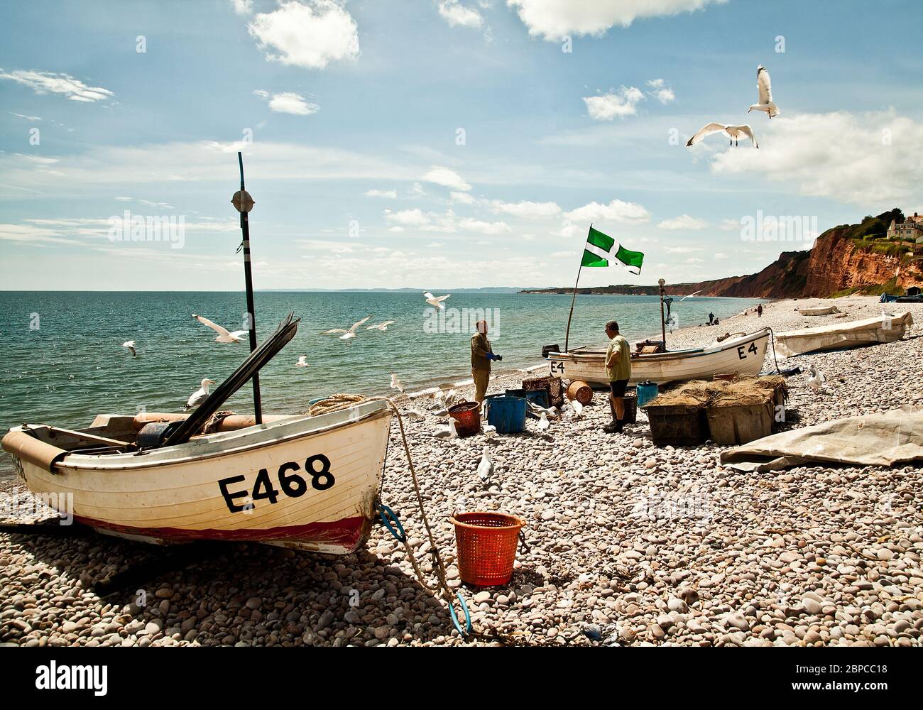 Bateaux de pêche à Budleigh Salterton Banque D'Images