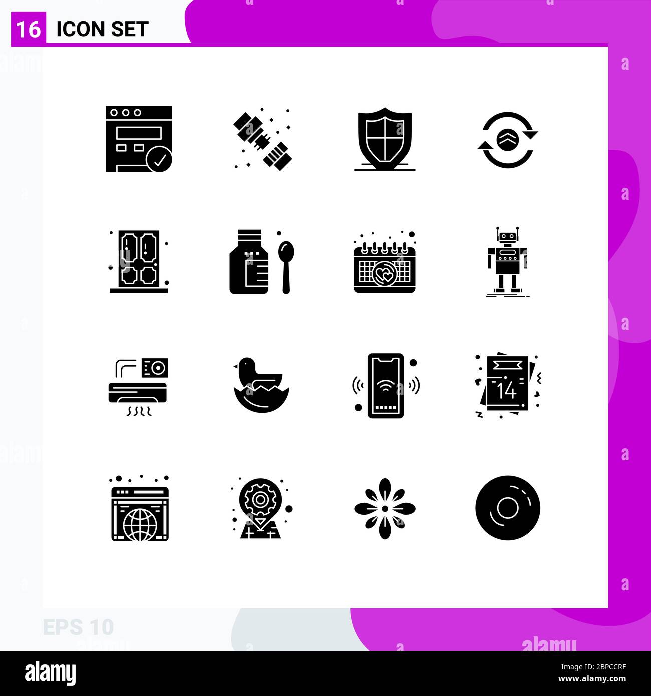 16 icônes créatives signes et symboles modernes de la maison, informatique, protection, recharger, flèche modifiable éléments de conception vectorielle Illustration de Vecteur