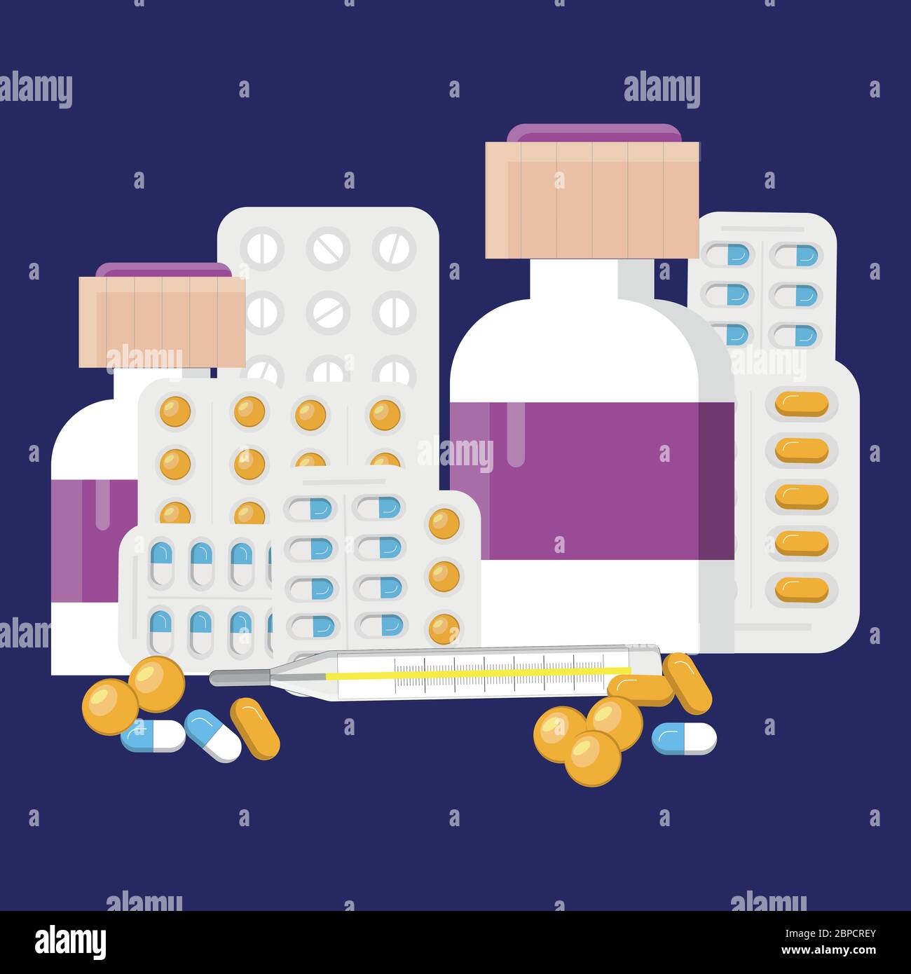 Médicaments. Médicament comprimé, pharmacie flacon de médicament et antibiotique. Médicaments analgésiques sur ordonnance, illustration isolée d'un magasin de santé Illustration de Vecteur