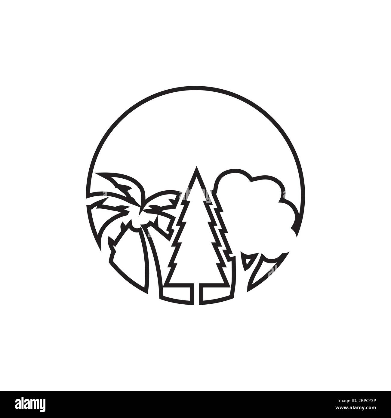 forêt / jungle lignes icône symbole vecteur sur fond blanc Illustration de Vecteur