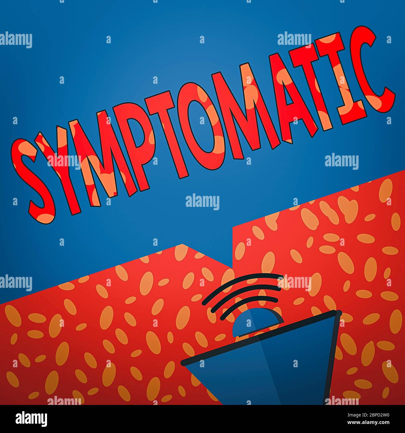 Note d'écriture montrant symptomatique. Concept d'affaires pour servir comme symptôme ou signe en particulier de quelque chose de Megaphone Halftone indésirable avec le son ic Banque D'Images