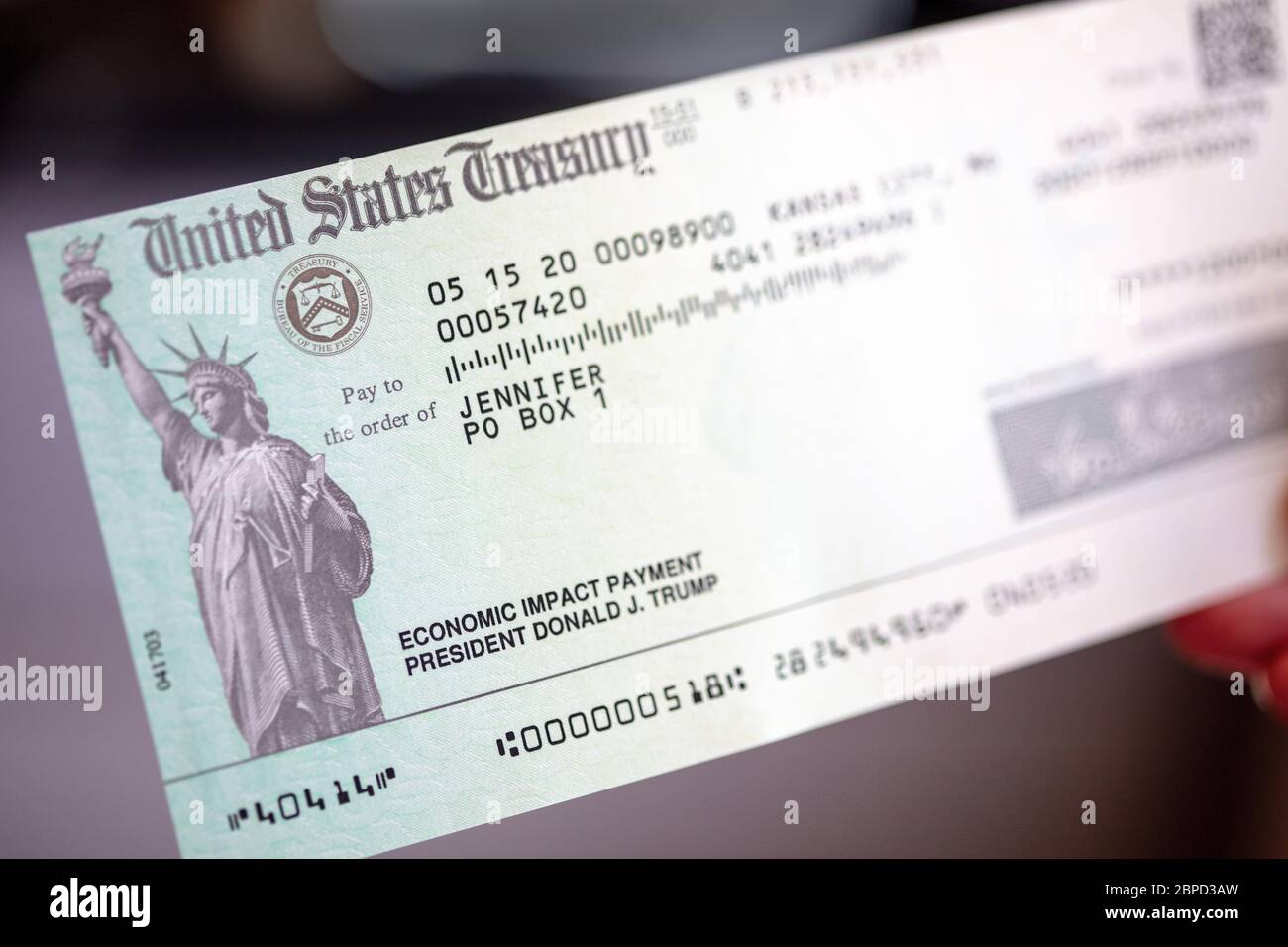 Impact économique chèque de paiement aux États-Unis Banque D'Images