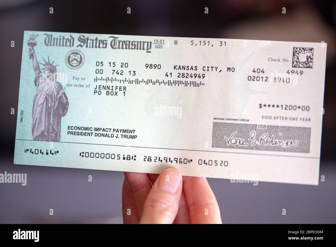 Impact économique chèque de paiement aux États-Unis Banque D'Images