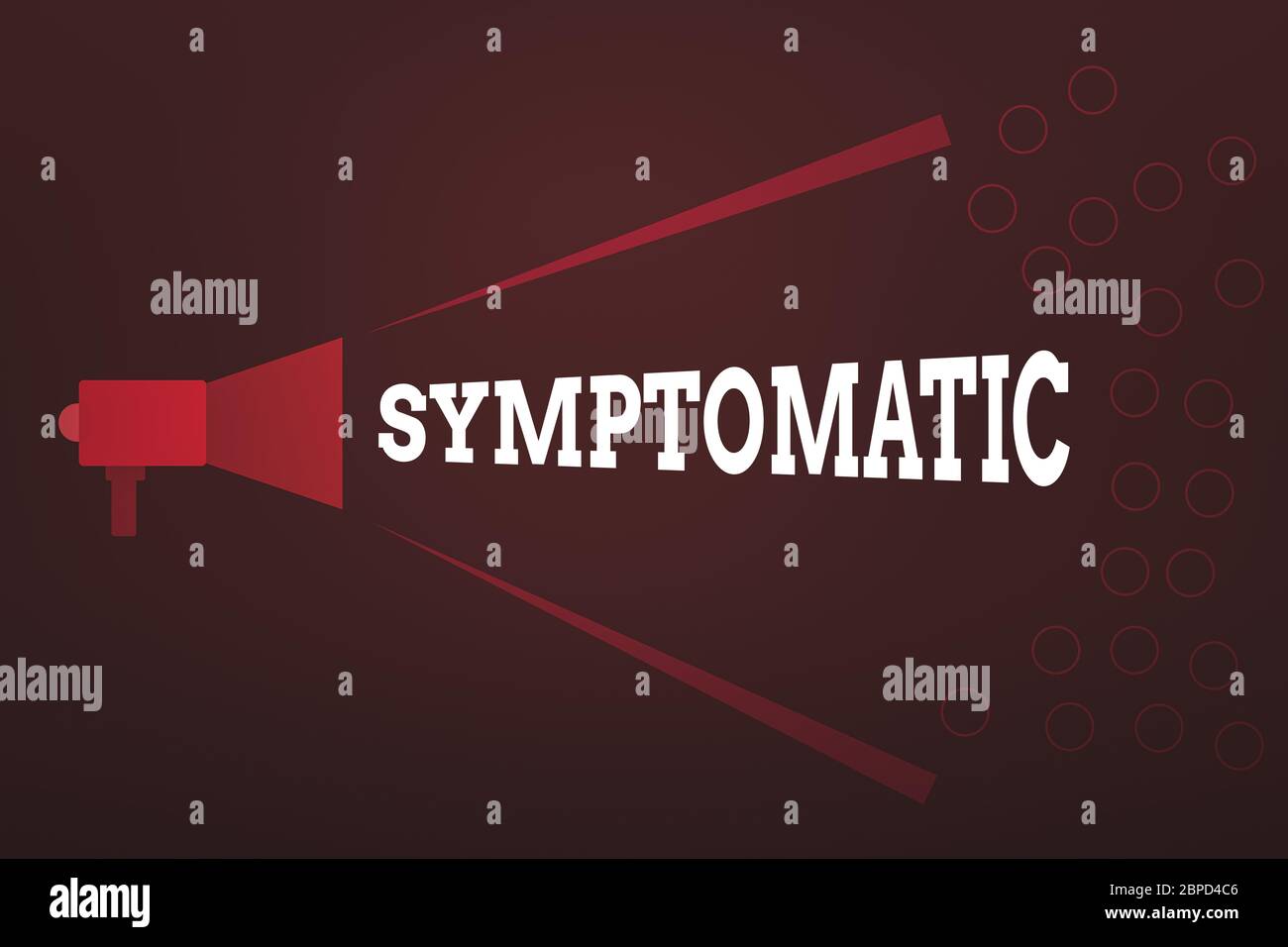 Texte écrit de mot symptomatique. Photo d'entreprise présentant servir de symptôme ou de signe en particulier de quelque chose de indésirable Megaphone extension de la Loudness a Banque D'Images