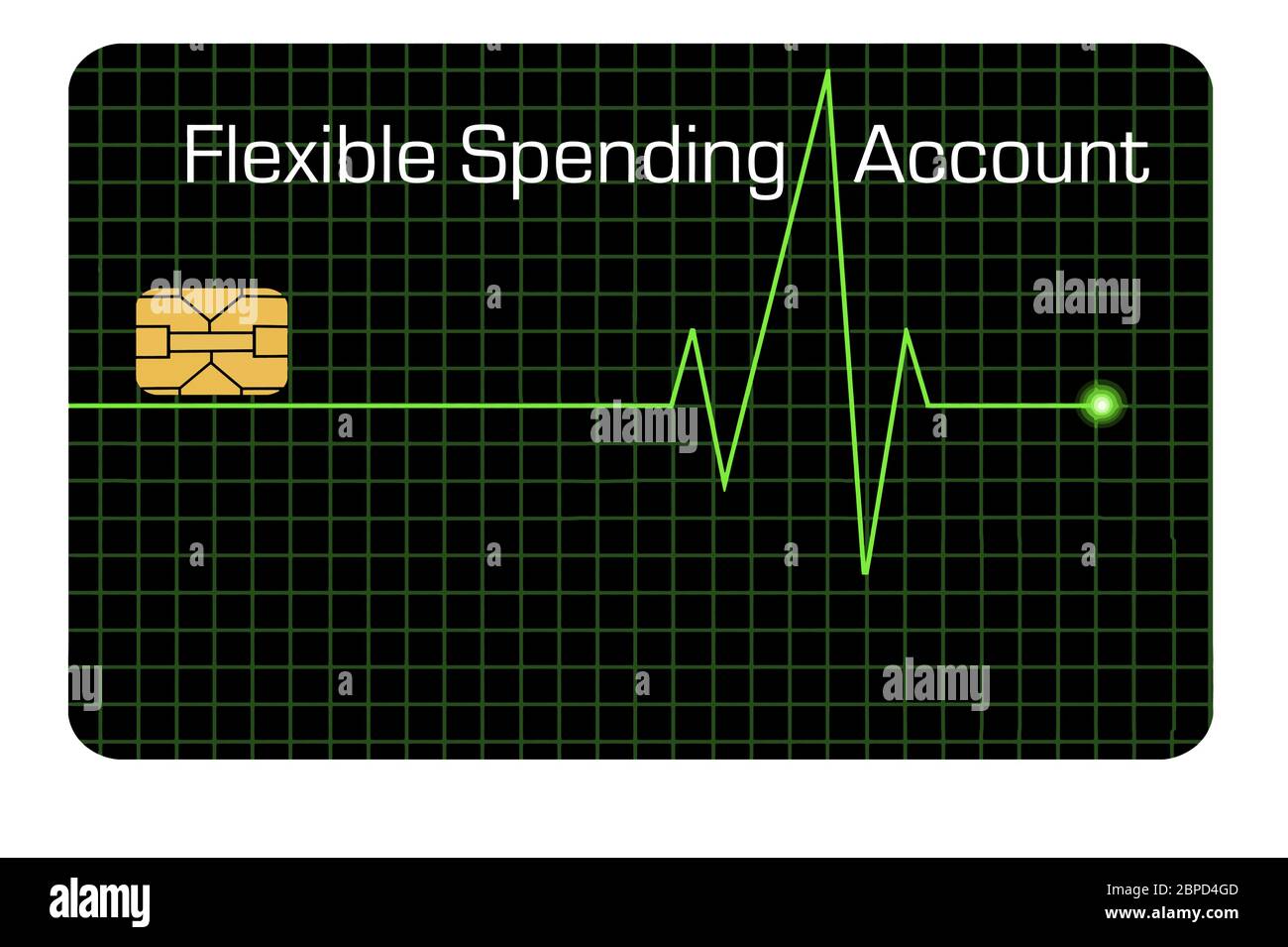 Voici une carte de débit flexible de compte de dépenses conçue avec une ligne graphique EKG pour indiquer que la carte est pour les frais médicaux. Copier la zone de texte. FSA c Illustration de Vecteur