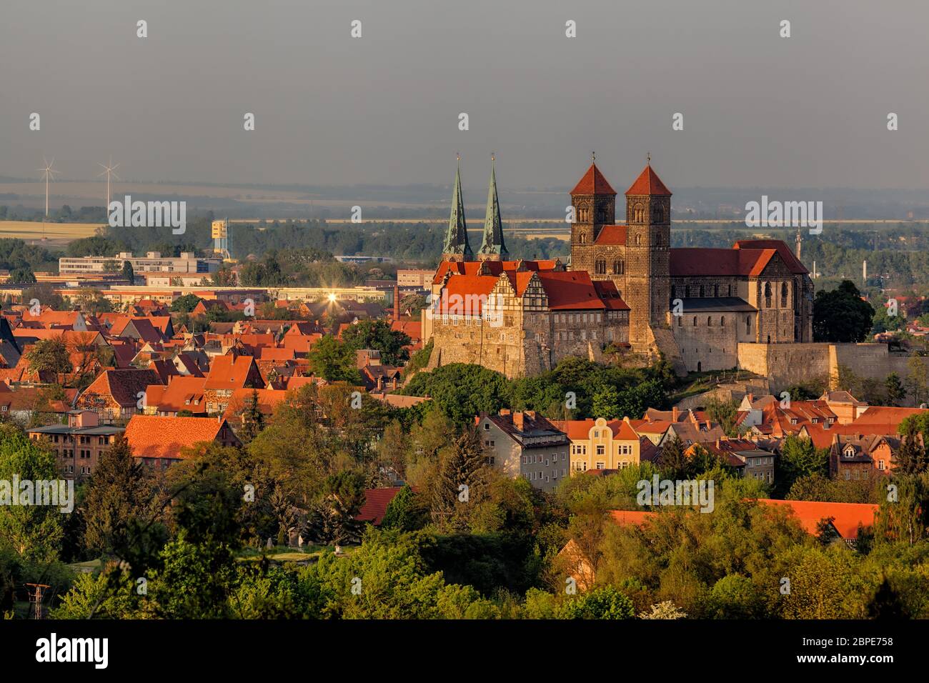 Blick auf das Schloss und die von Schwanenburg Quedlinburg Banque D'Images