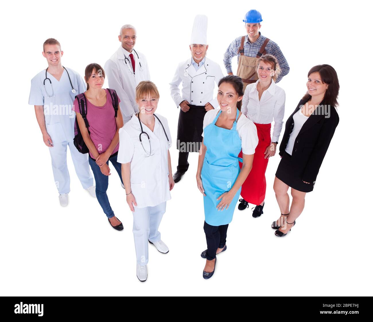 Grand groupe de personnes représentant diverses professions, notamment Banque D'Images