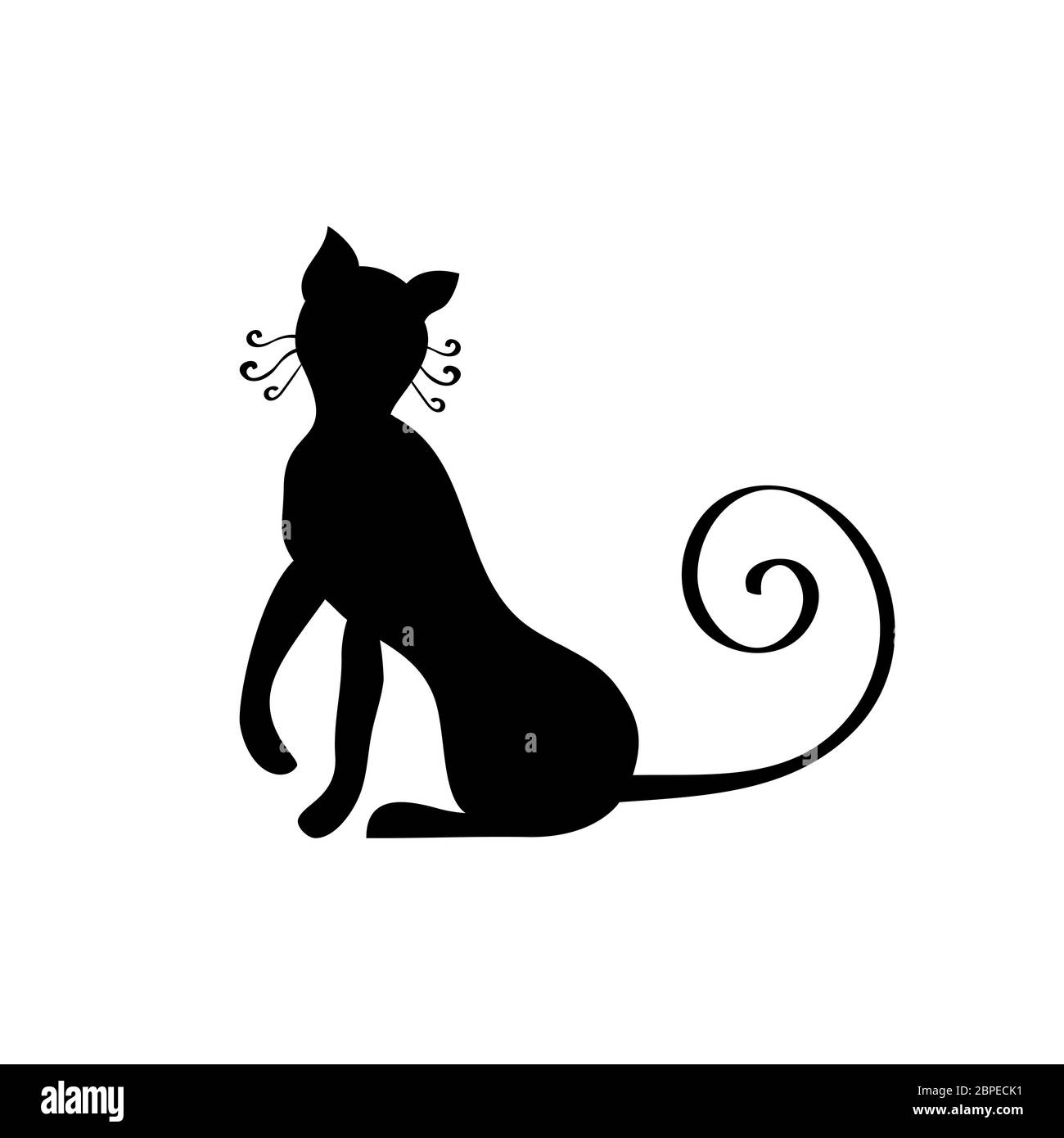 Silhouette de chat noir. Vector illustration. Black cat. Élégant Banque D'Images