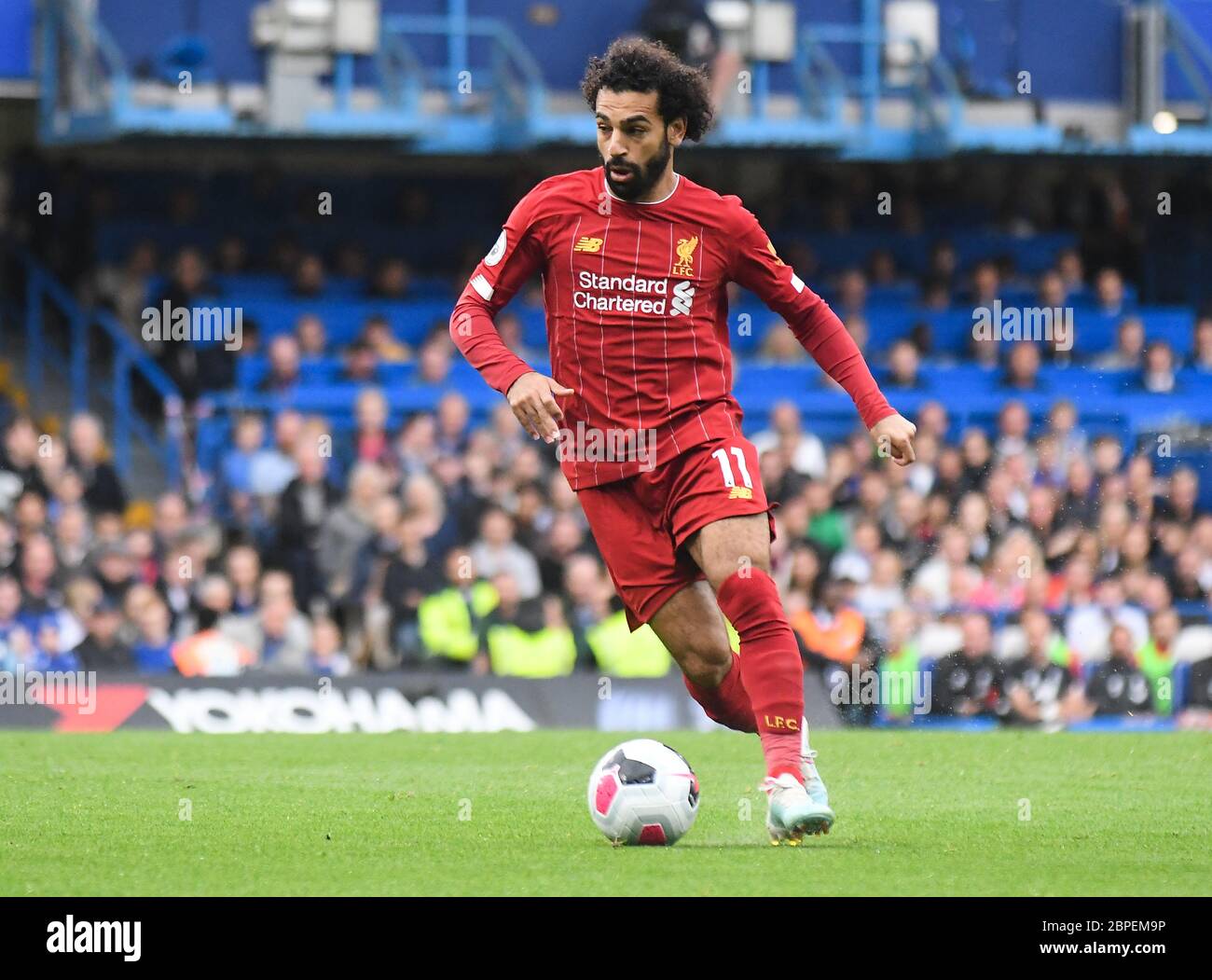 LONDRES, ANGLETERRE - 22 SEPTEMBRE 2019 : Mohamed Salah de Liverpool photographié lors du match de la Premier League 2019/20 entre le Chelsea FC et le Liverpool FC à Stamford Bridge. Banque D'Images