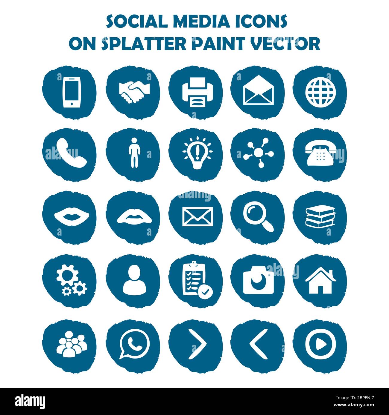 Social media icon set sur la lumière bleue splatter paint. Télévision — free download