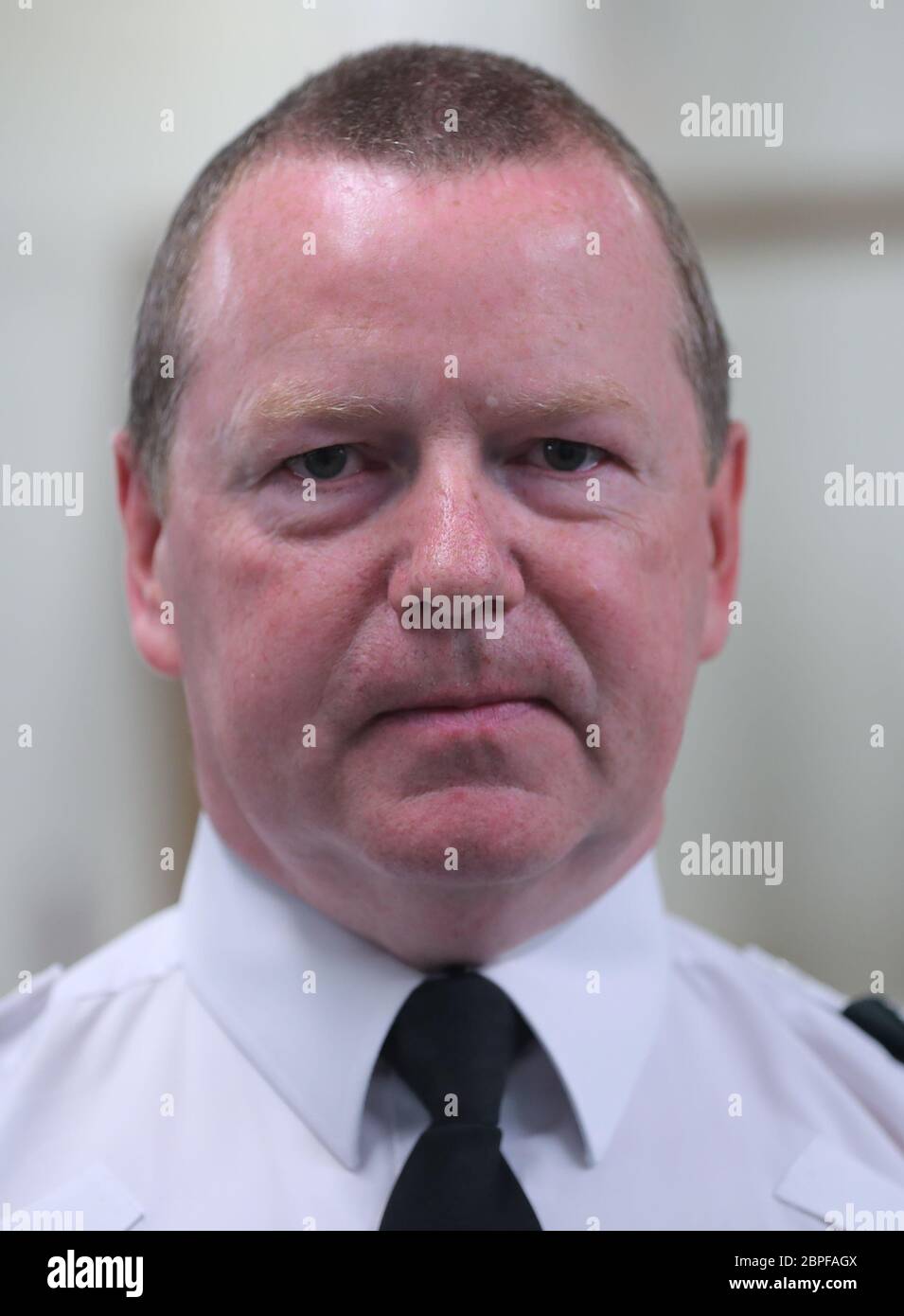 Peter Brannigan, inspecteur en chef de la Musgrave Seinture Suite à Belfast. PA Media a obtenu le premier accès exclusif au bloc Covid-19 pour voir comment le Service de police d'Irlande du Nord (PSNI) s'est adapté aux défis de la garde en cas de pandémie. Banque D'Images