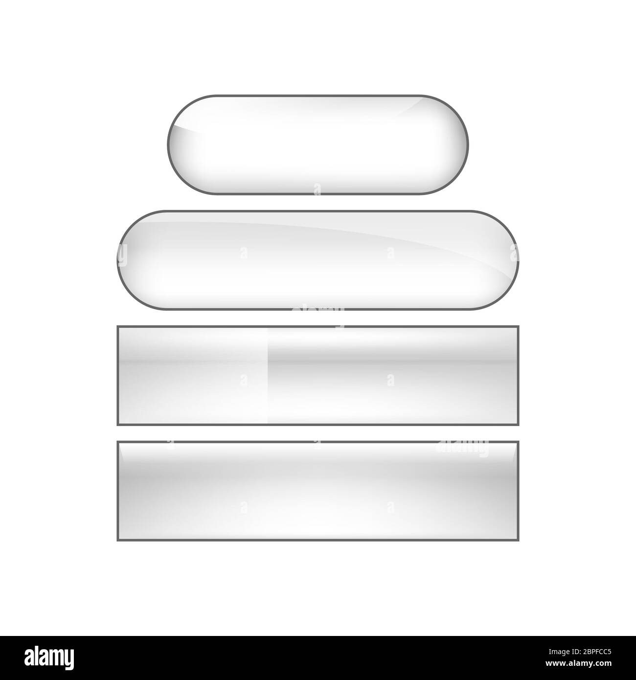 Brillant lumineux vecteur web buttons set - argent Banque D'Images