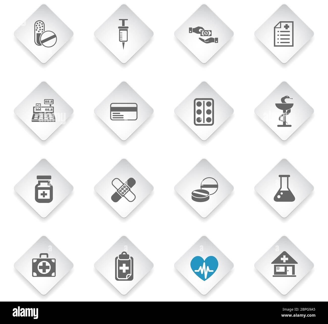 icônes web rhombus plates pour le stockage de médicaments pour la conception de l'interface utilisateur Banque D'Images