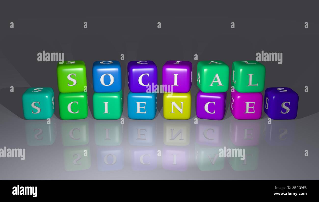mots croisés de SCIENCES SOCIALES disposés par des lettres cubes sur un sol  miroir, signification et présentation du concept. Illustration 3D Photo  Stock - Alamy