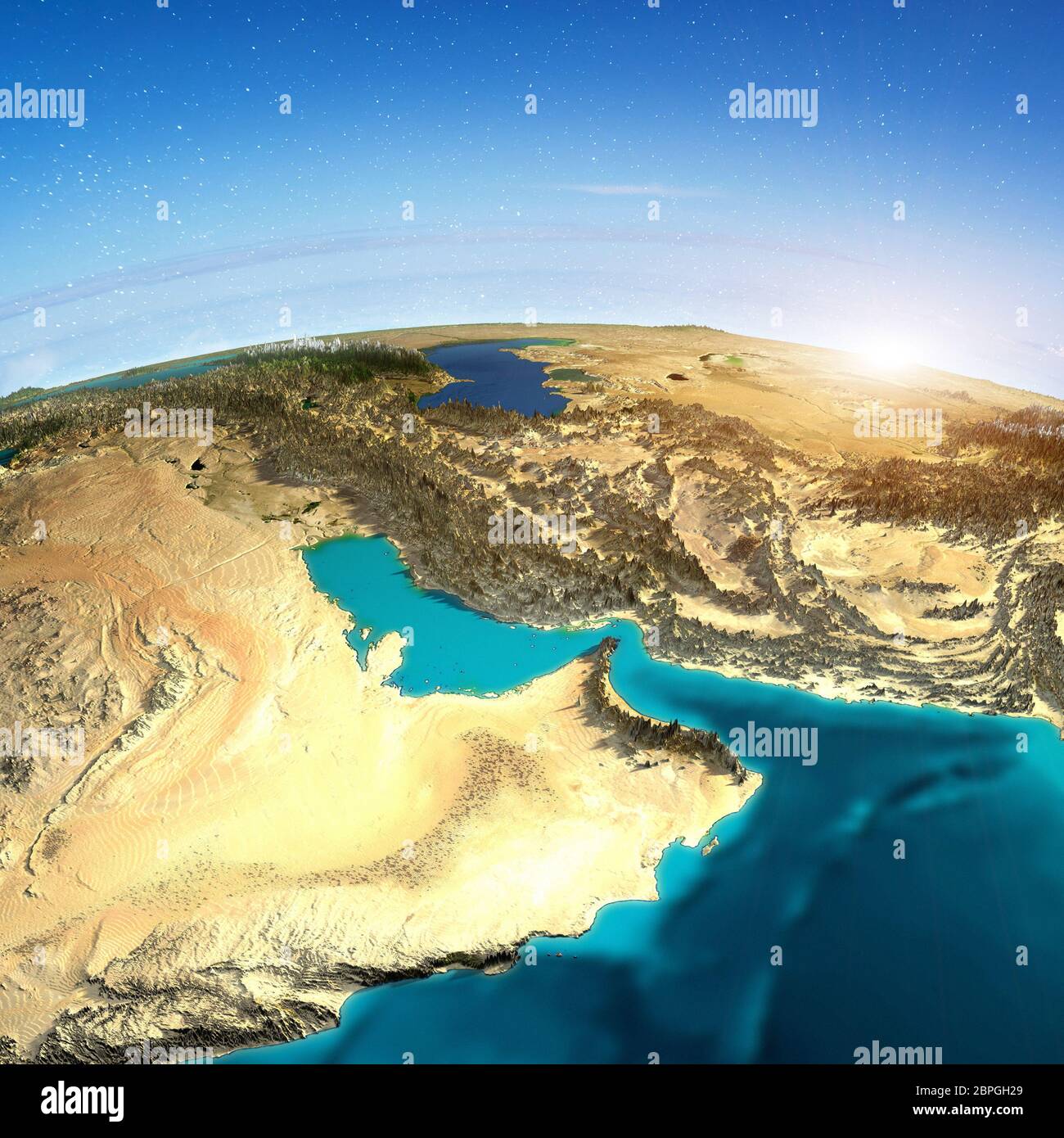 Carte du Moyen-Orient. Éléments de cette image fournis par la NASA. rendu 3d Banque D'Images