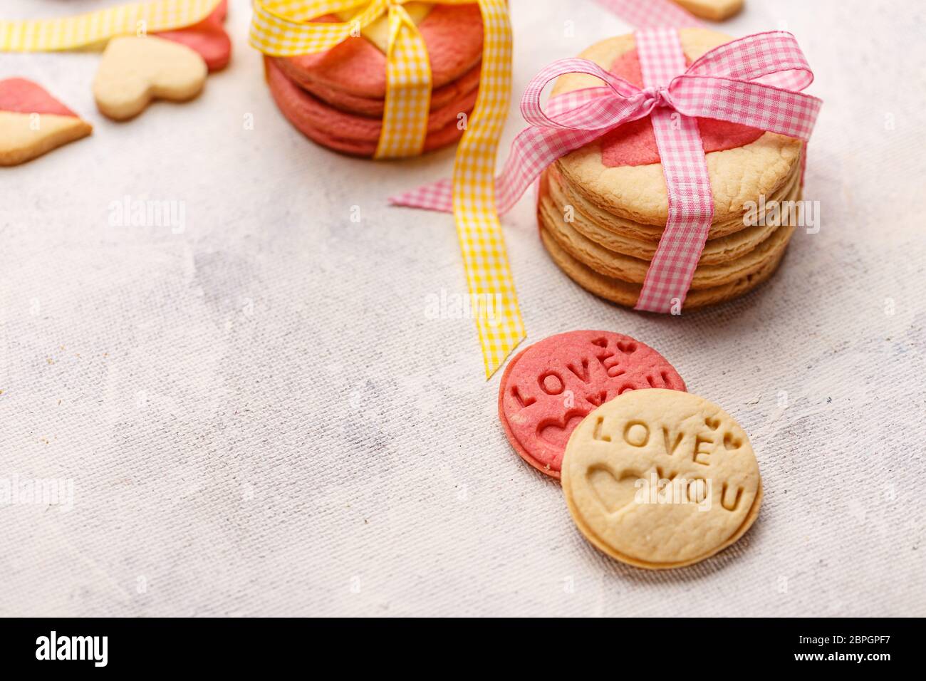 Biscuits estampillé avec aime, copy space Banque D'Images