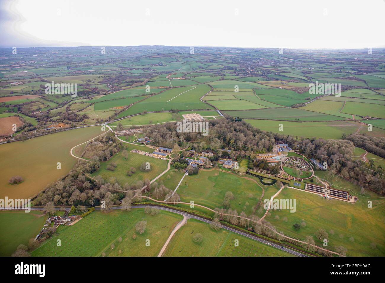 Vue aérienne du Newt dans le Somerset Banque D'Images