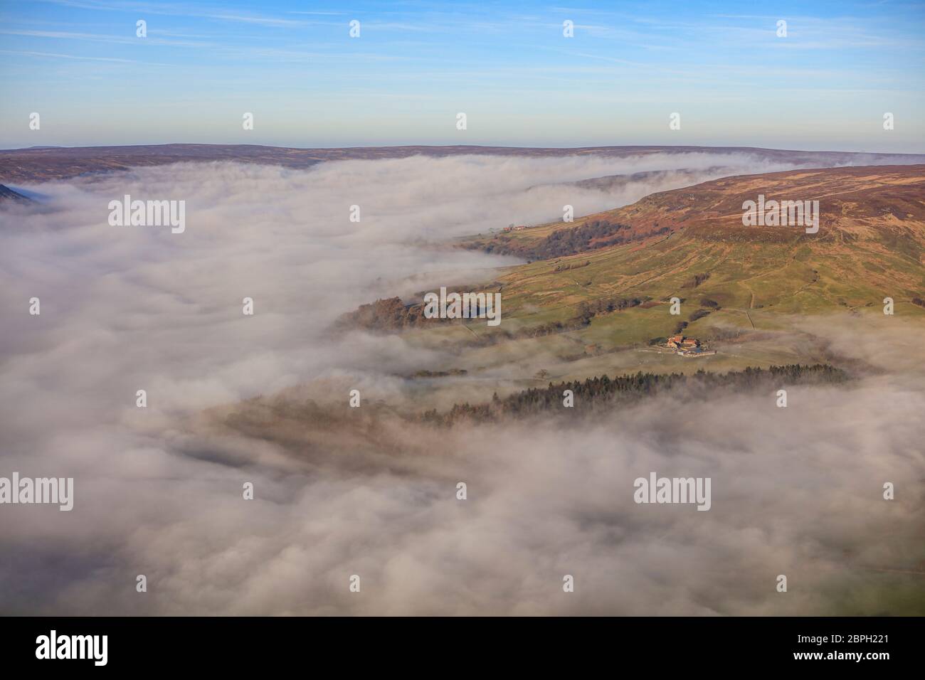 Vue aérienne des landes du Yorkshire Banque D'Images