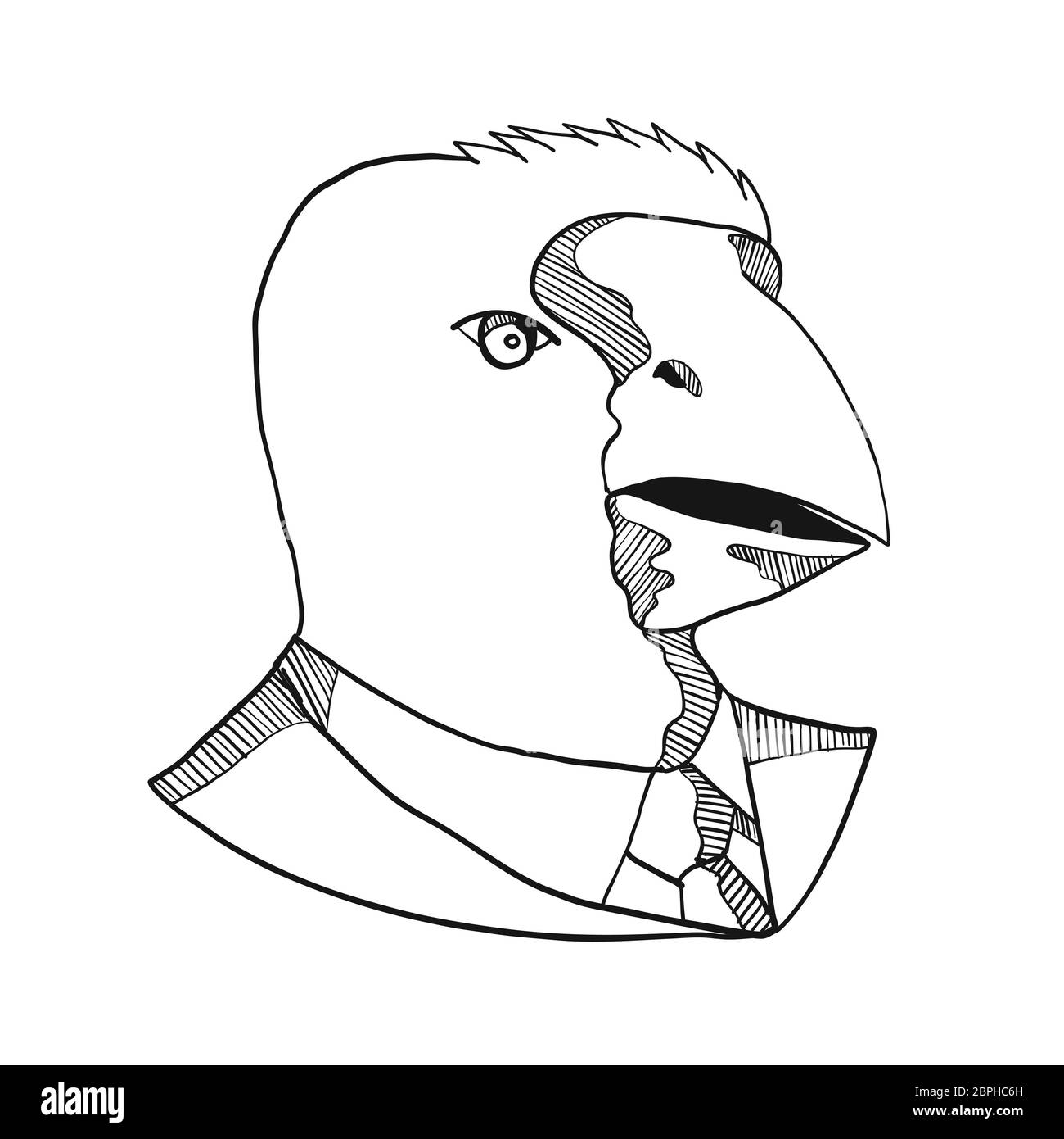 Croquis dessin illustration style de chef d'une Talève takahé, l'île du Sud Talève takahé ou notornis, un oiseau indigène de Nouvelle Zélande, le port d'un bus Banque D'Images