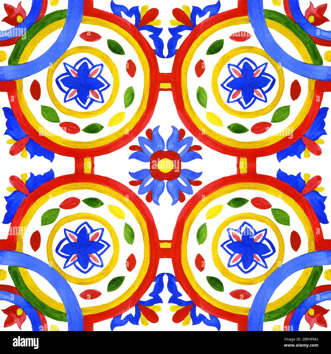 Tuiles azulejo portugais. Les modèles sans couture aquarelle, s'imprime. Oriental, marocain, à motifs géométriques. Conviennent à l'emballage des produits cosmétiques, des céramiques, des T-sh Banque D'Images