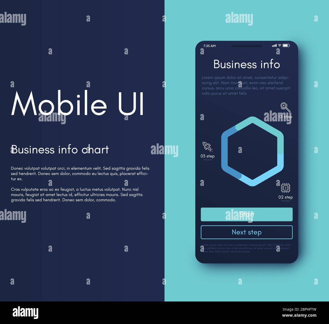 Interface infographie des applications mobiles. Conception de l'interface utilisateur, illustration vectorielle. Infographies pour les applications Web et mobiles Illustration de Vecteur