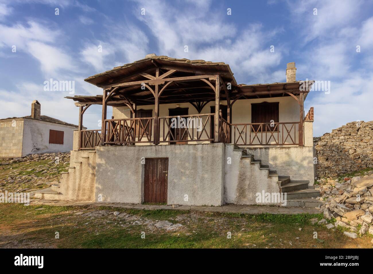 Maison ancienne dans le village de Kastro. L'île de Thassos, Macédoine orientale et Thrace, Grèce Banque D'Images