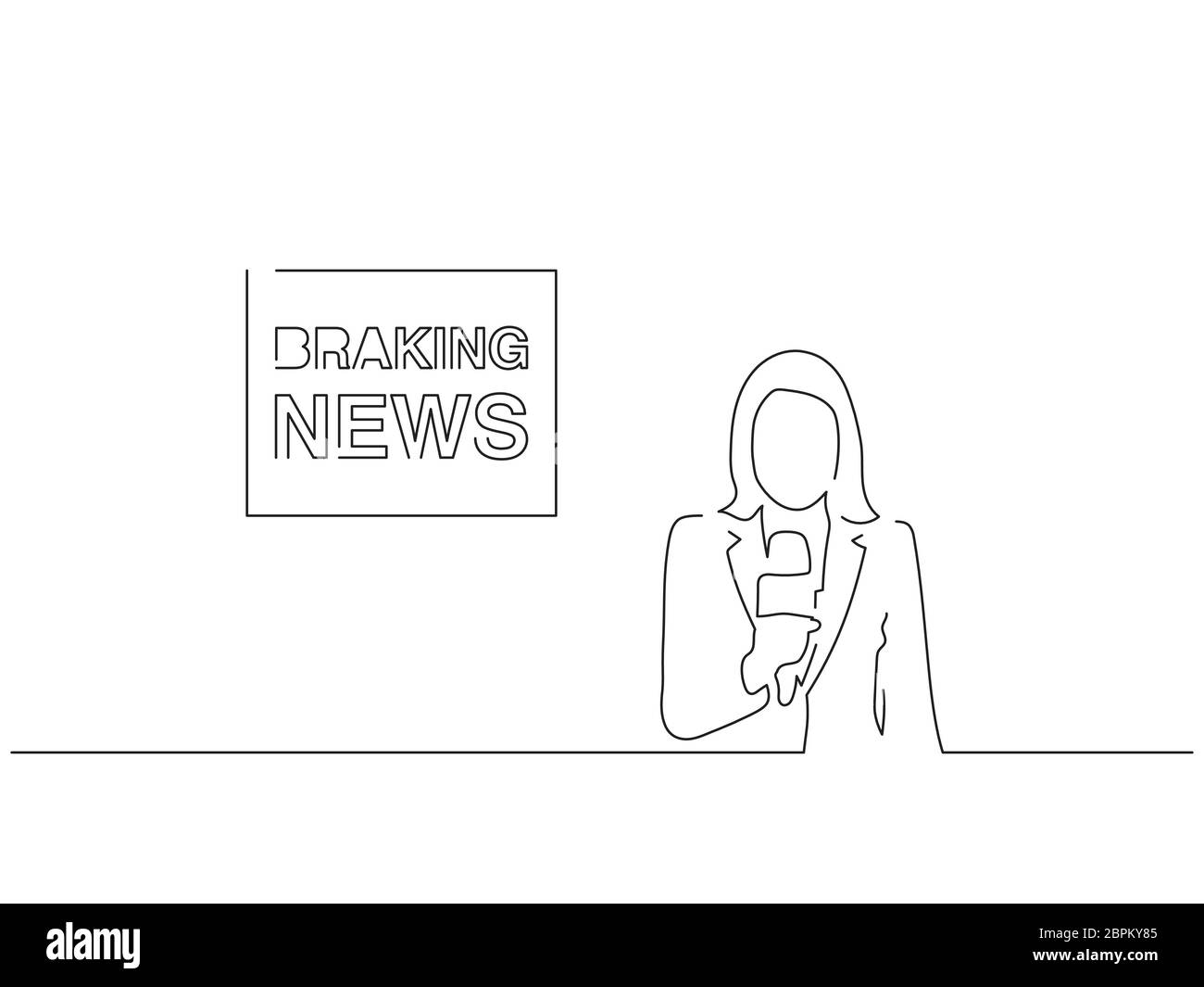 Dessin de ligne isolé de journaliste TV, dessin d'illustration vectorielle. Illustration de Vecteur