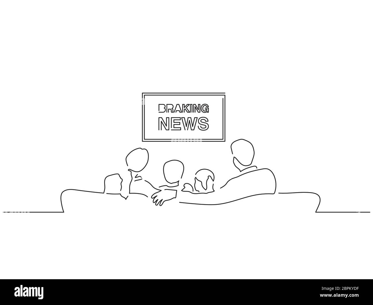 Personnes regardant la télévision dessin de ligne isolée, dessin d'illustration vectorielle. Illustration de Vecteur