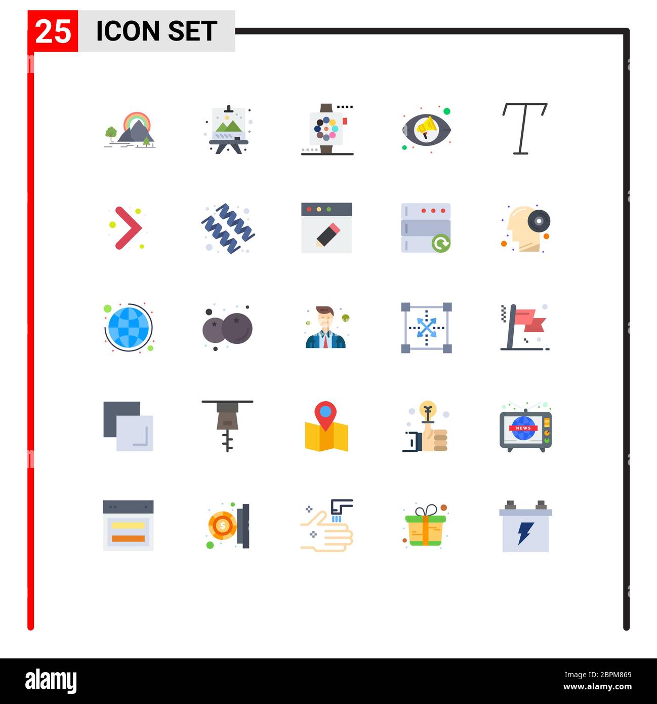 Pack de 25 symboles universels en italique, vues, peinture, marketing, éléments de conception vectoriels modifiables Illustration de Vecteur