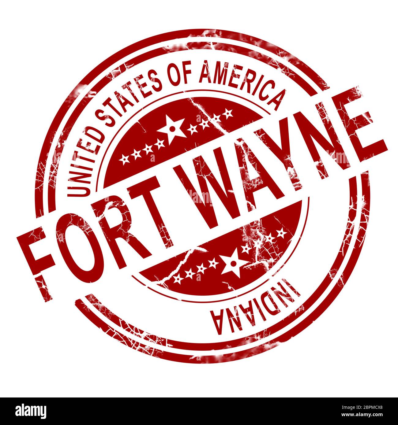 Red fort Wayne avec fond blanc, rendu 3D Banque D'Images