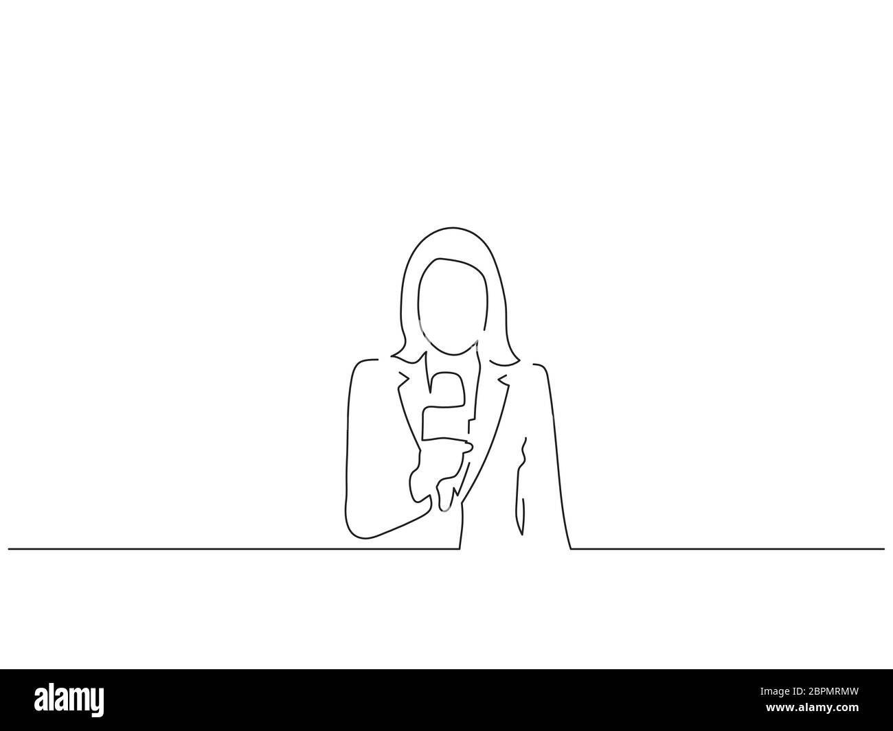 Dessin de ligne isolé de journaliste TV, dessin d'illustration vectorielle. Illustration de Vecteur