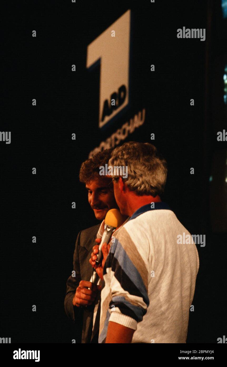 Deutsche Sportschau - Der ehemalige Fußbaldspieler Rudi Völler in der Sportschau BEI Eberhard Stanjek. Banque D'Images