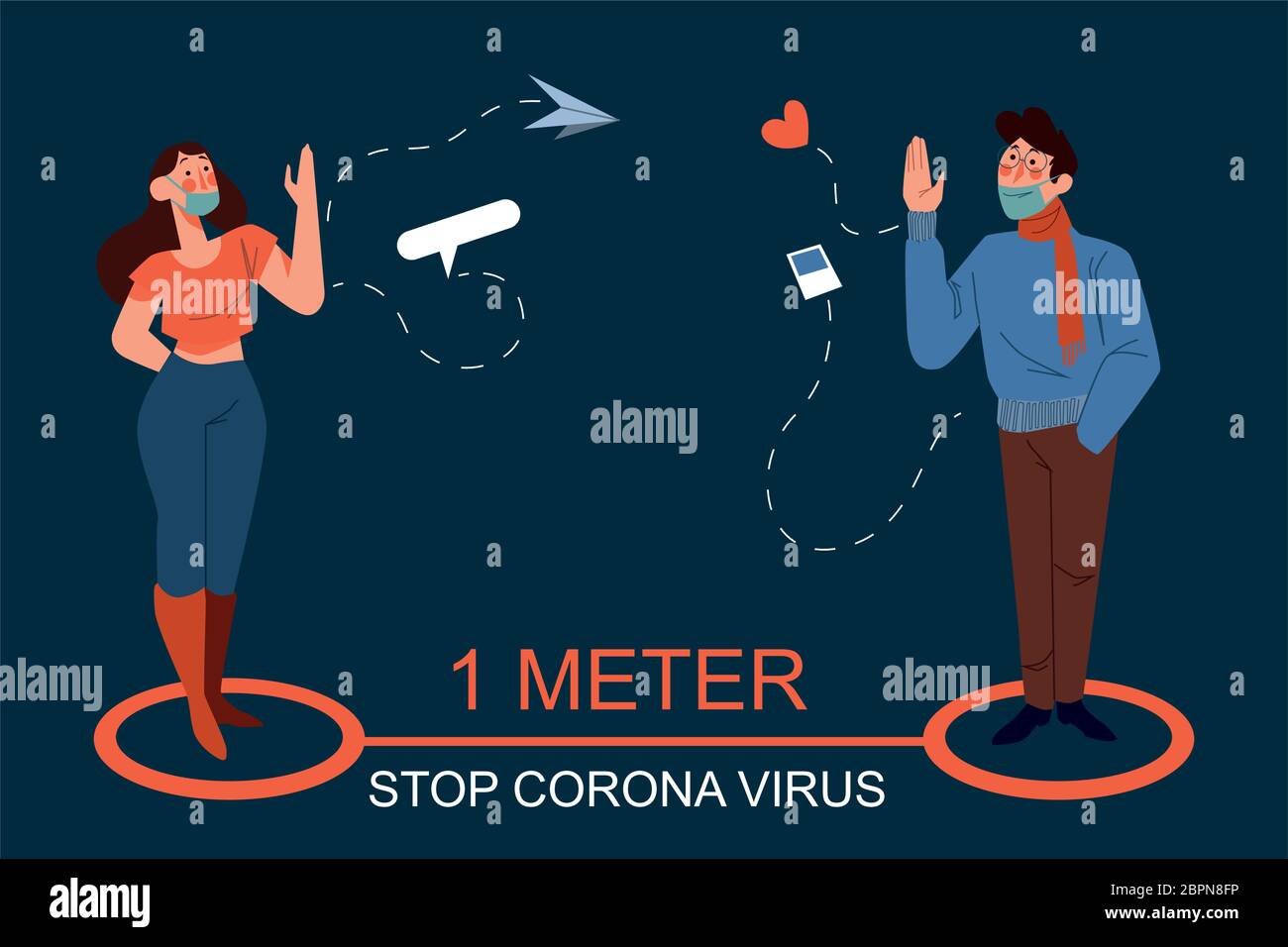 arrêter le virus corona de la destination sociale Illustration de Vecteur