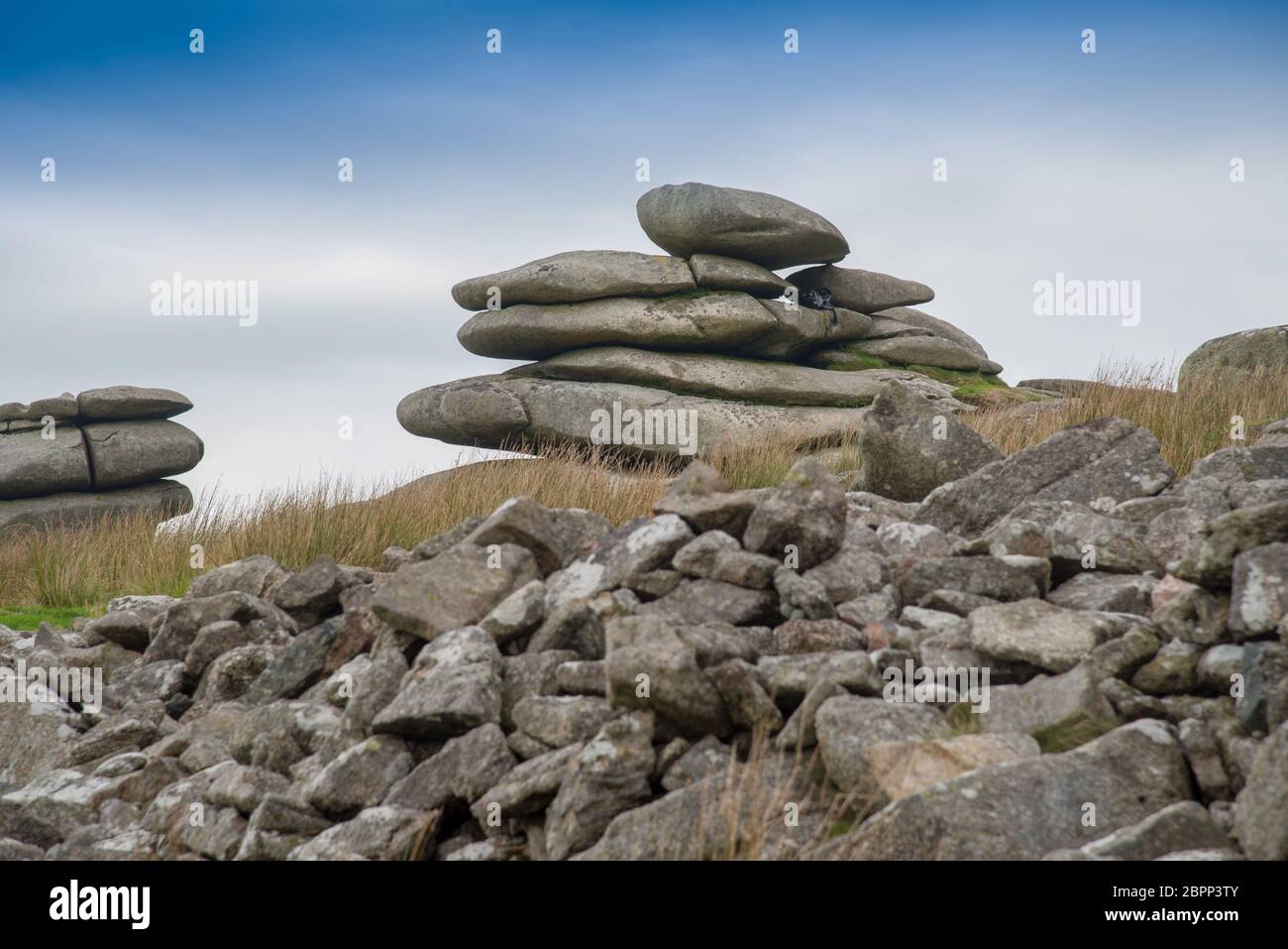 Le Cheeswring, une formation naturelle de roches sur Stowe's Hill dans la Moor de Bodmin près de Minions dans les Cornouailles. Banque D'Images