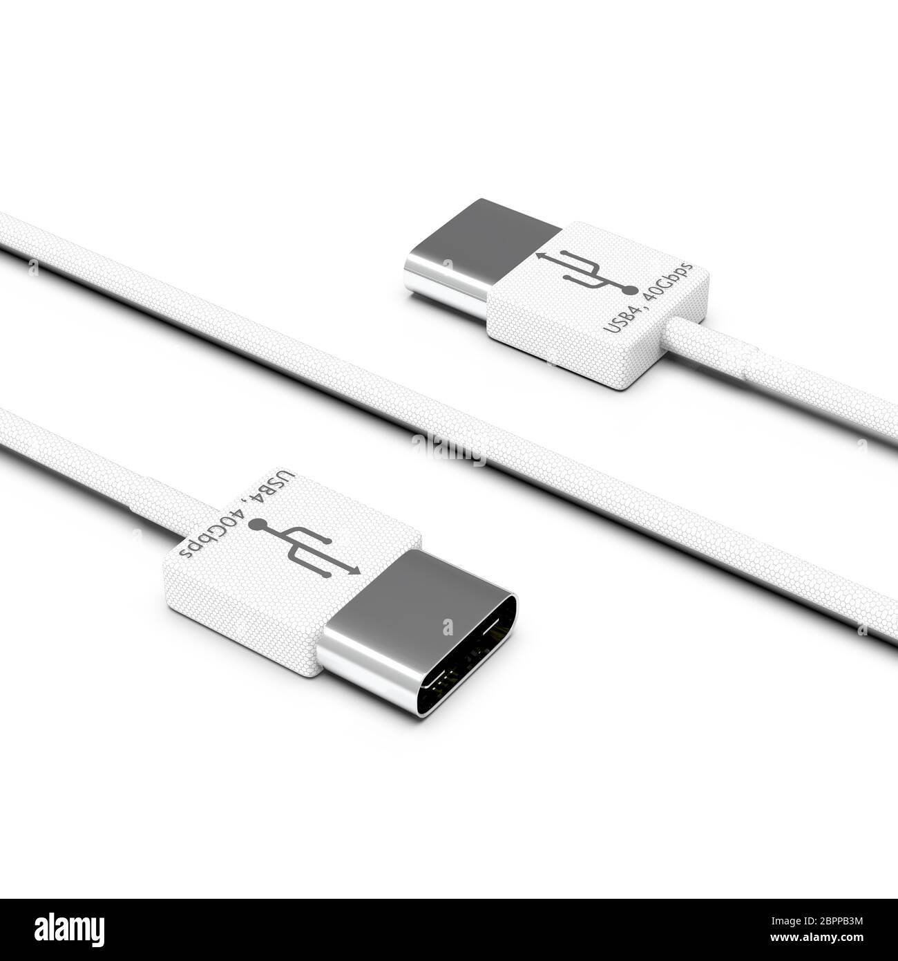 Le rendu 3D de câble USB4 isolé sur fond blanc Banque D'Images