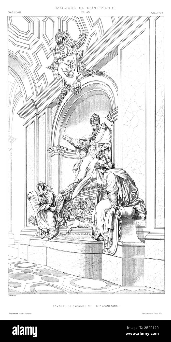 Rome, le Vatican : la basilique Saint-Pierre. Tombe de Gregory XIII (Ugo Buoncompagni) 1723, du Vatican 1882. Banque D'Images