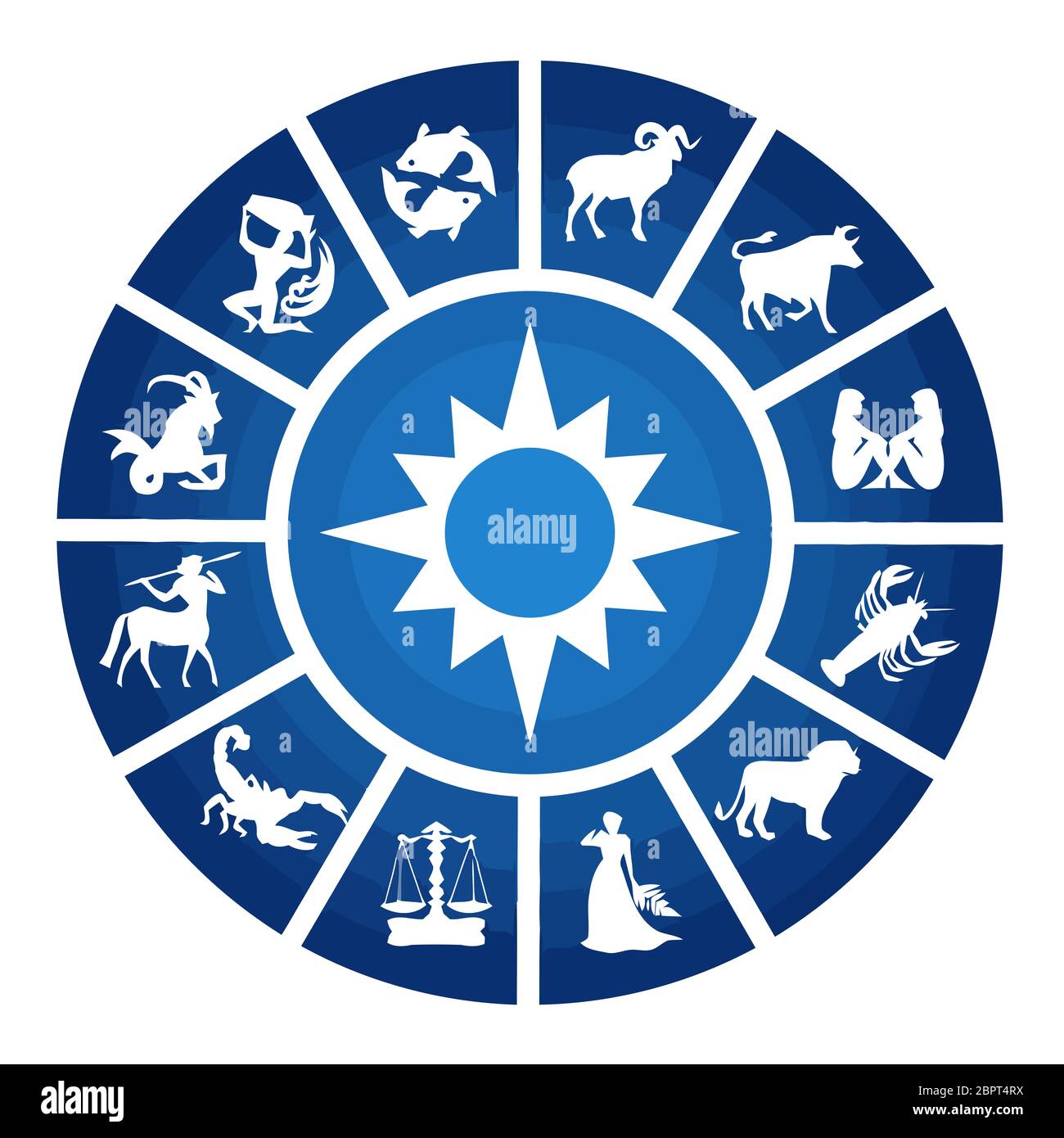 Zodiaque Astrologie horoscope cercle bleu illustration Banque D'Images