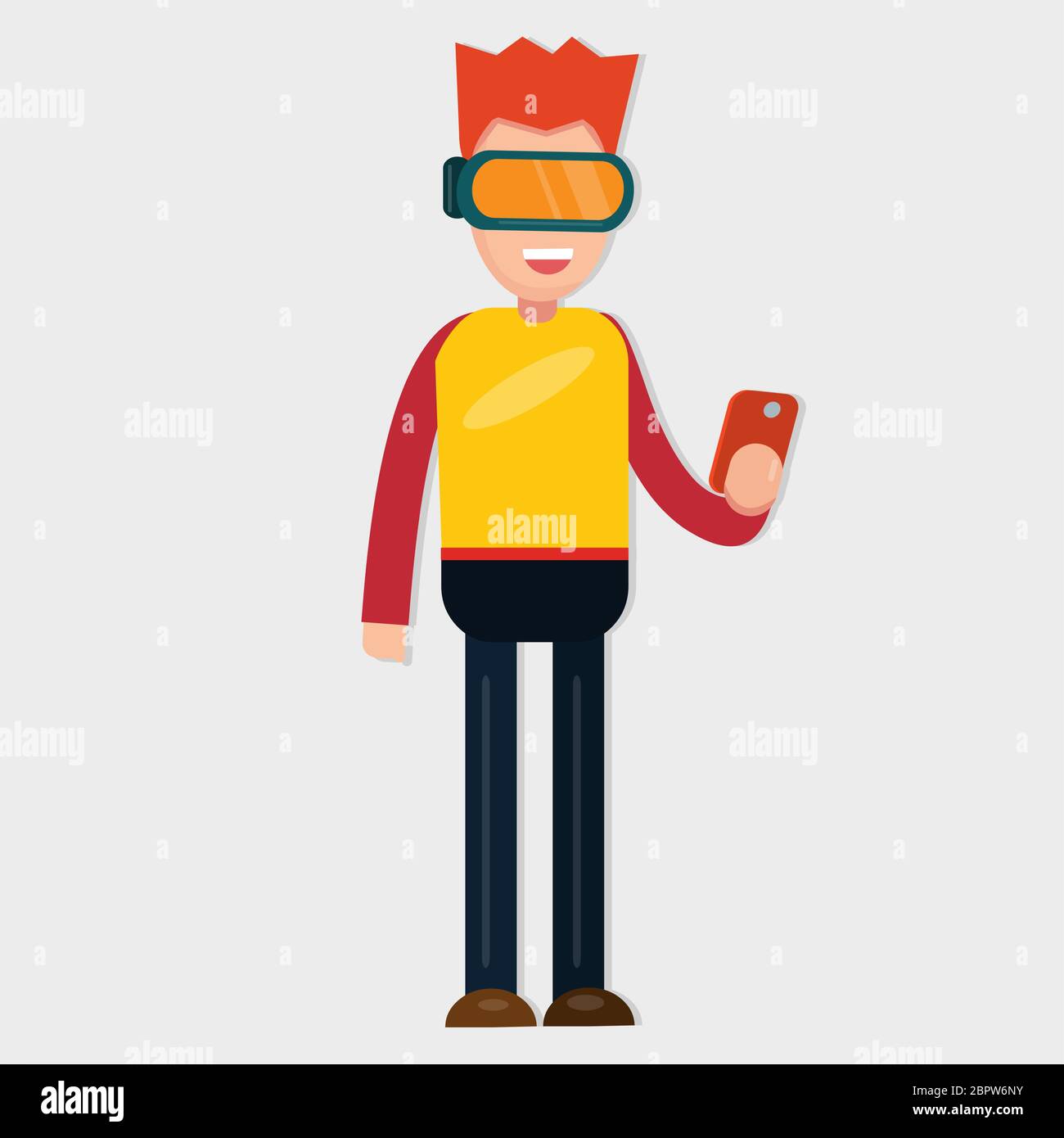 jeune homme portant des lunettes de réalité virtuelle pour illustrateur de concept de technologie Illustration de Vecteur