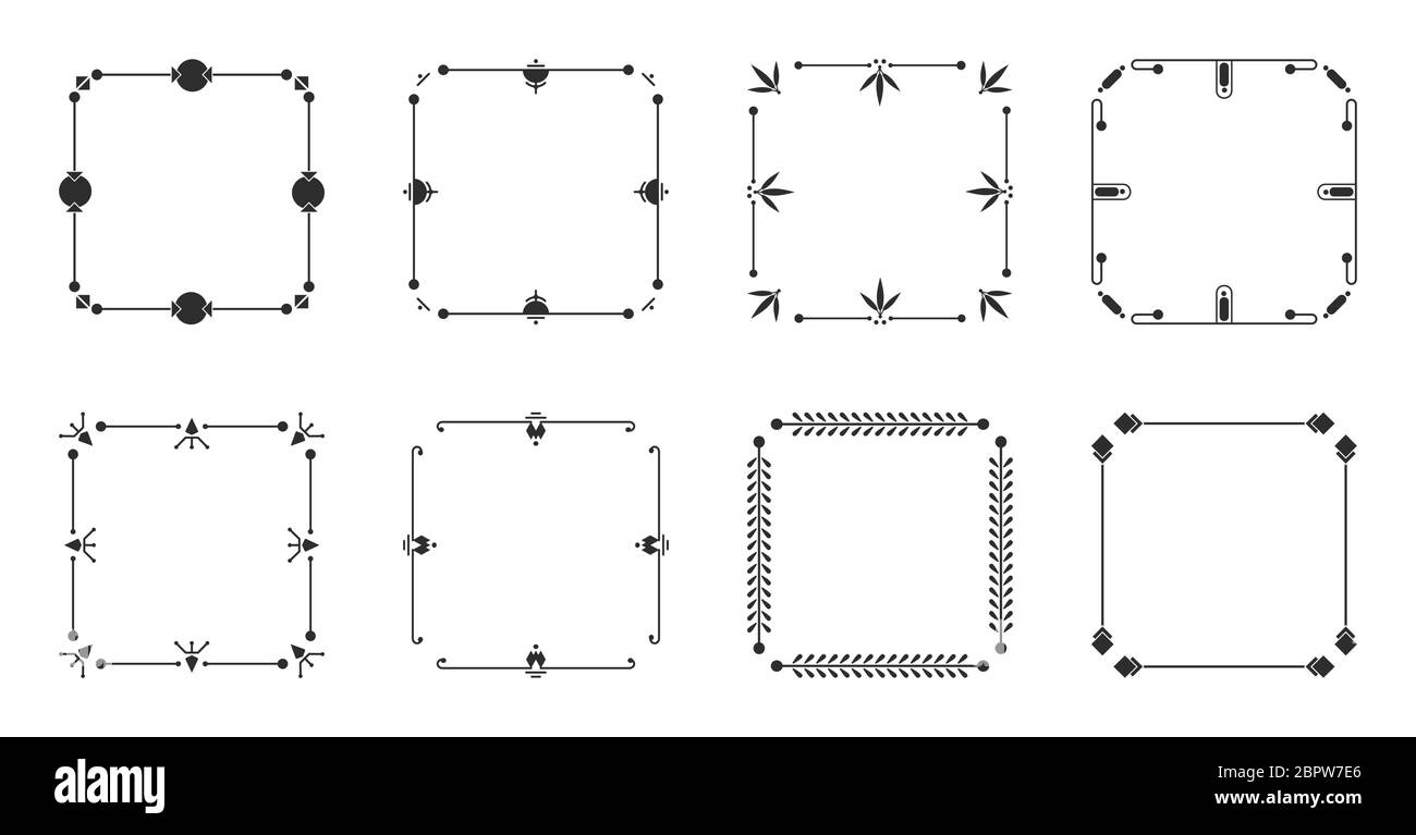 Ensemble de cadres en filigrane ornementaux. Cadre décoratif graphique menu rétro, art déco, livre, certificat. Décor élégant bordure vintage pour texte carte d'invitation de mariage. Isolé sur une illustration vectorielle blanche Illustration de Vecteur