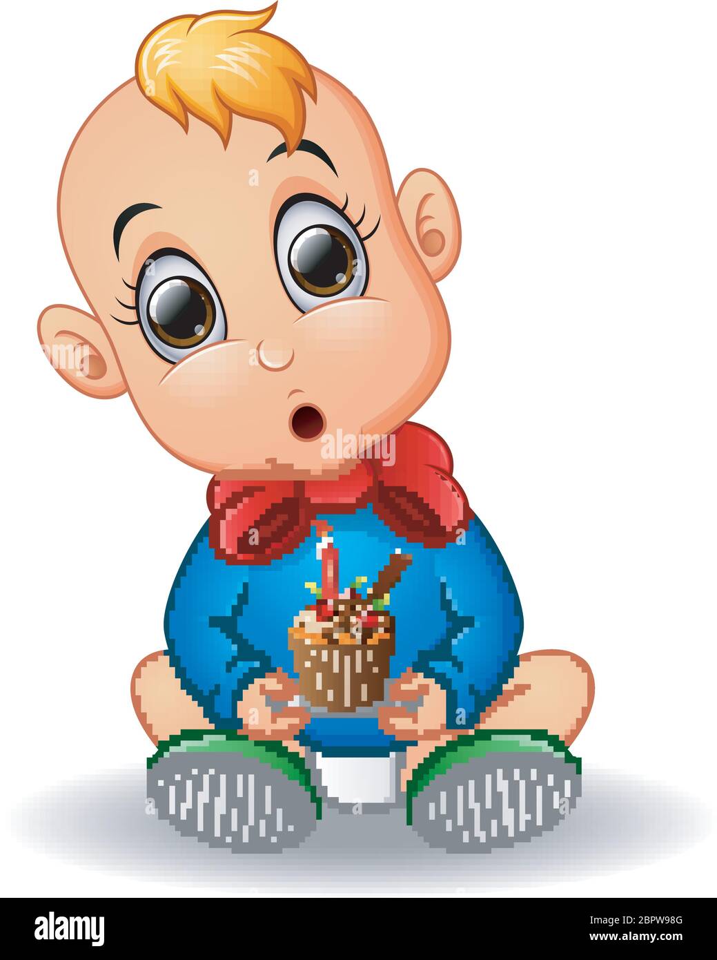 Dessin Anime Pour Bebe Tenant Un Gateau D Anniversaire Image Vectorielle Stock Alamy