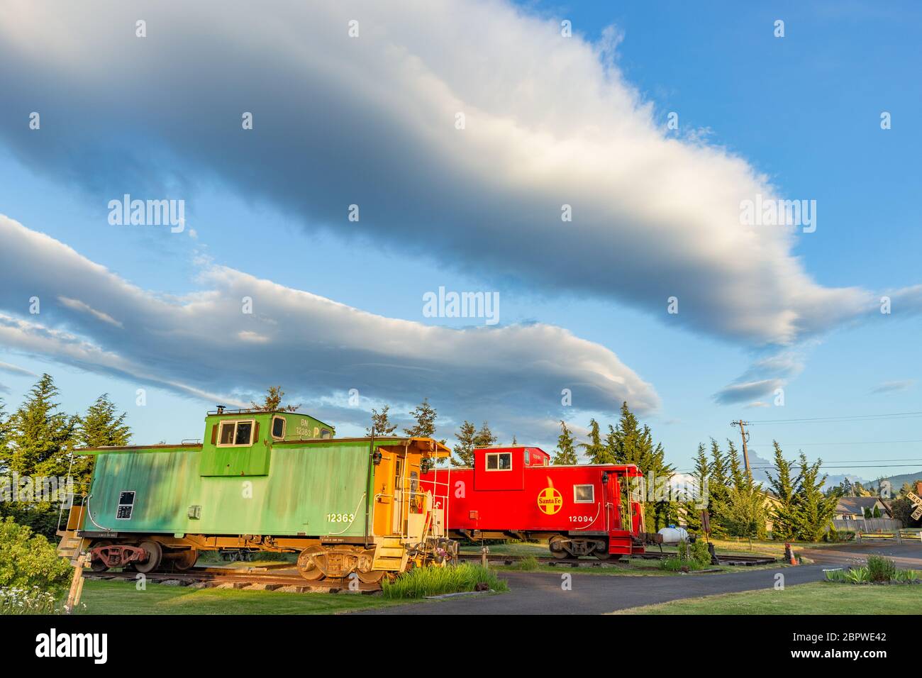 Red Caboose Getaway est un lit et petit déjeuner sur le thème du chemin de fer à Sequim, WA Banque D'Images